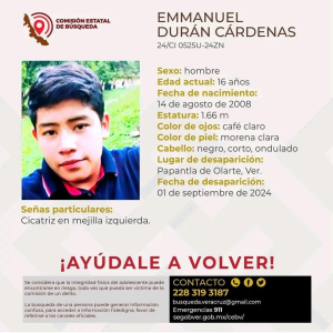 Desaparece adolescente en Papantla