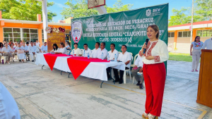 Lilia Arrieta Anuncia Construcción de Canal Pluvial en la Secundaria General de Chapopote Núñez