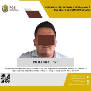 Detienen a Emmanuel “N” por homicidio doloso en Tihuatlán