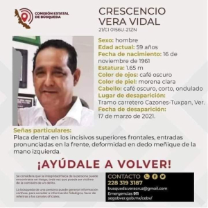 Crescencio Vera Vidal, 2 años, sin aparecer