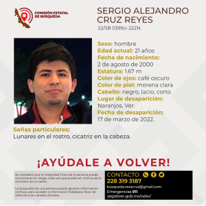 BUSCAN A JOVEN DESAPARECIDO